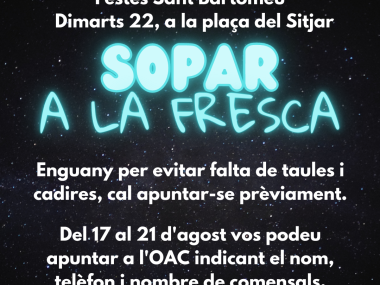 INFORMACIÓ Sopar a la fresca 2023