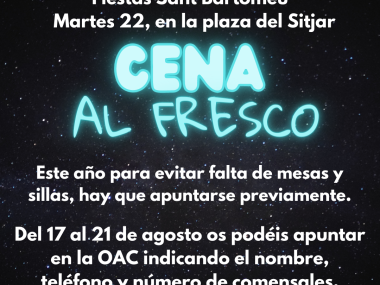 INFORMACIÓN Cena al fresco 2023