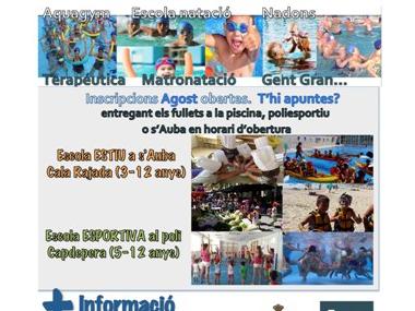 Inscripcions Estiu Esportiu, Escola d'Estiu i Natació Agost