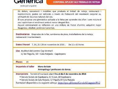 Taller d'entrenament bàsic del moviment corporal aplicat als treballs de neteja