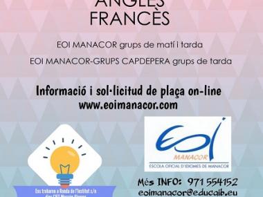 Preinscripcions a l'Escola Oficial d'Idiomes de Manacor i grup Capdepera