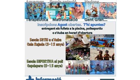 Inscripcions Estiu Esportiu, Escola d'Estiu i Natació Agost