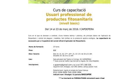 Curs de manipulador de productes fitosanitaris bàsic