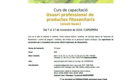 Curs de capacitació nivell bàsic de productes fitosanitaris